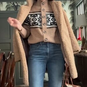 Old Navy Wool Blend Fair Isle Button Up Cardigan Sweater